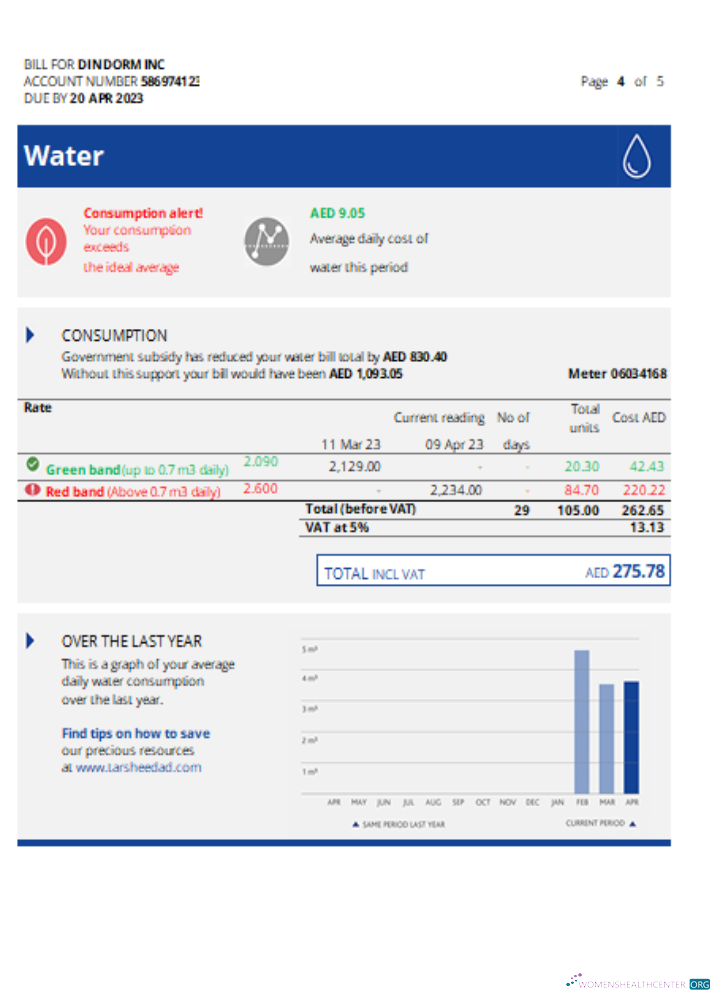 Download Al Ain Distribution Company utility business bill, page 4, SCR Photoshop template